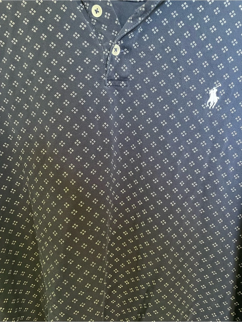Ralph Lauren Navy Polo with Subtle White Micro-Pattern
